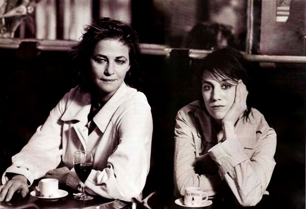 Charlotte Rampling and Charlotte Gainsbourg wearing the iconic Trench. by Peter Lindbergh (Harper's Bazaar)